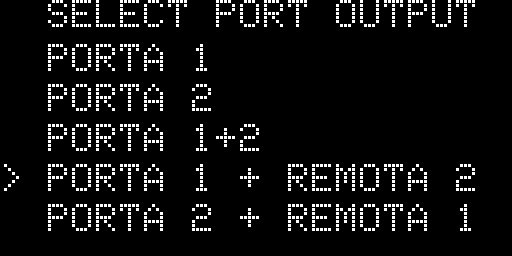 Display JAU2CR: menu di scelta delle porte di uscita